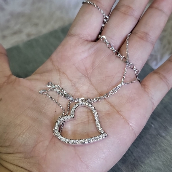Swarovski Silver Heart Studded Pendant - Picture 5 of 14